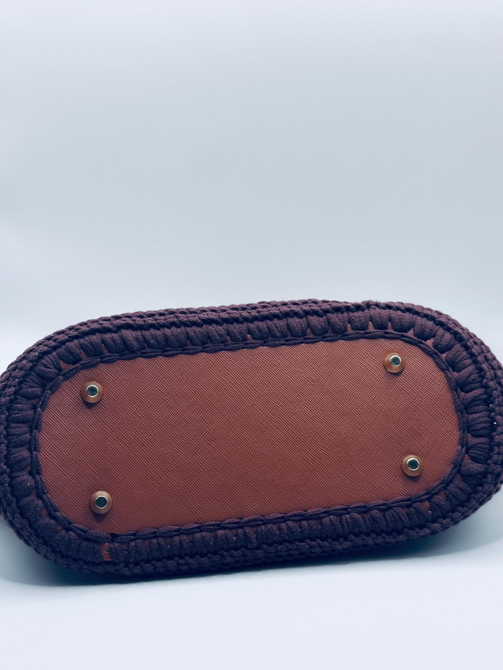 The Elara — Minimalist Crochet Ring Handle Handbag – Warm Neutral Two-Tone