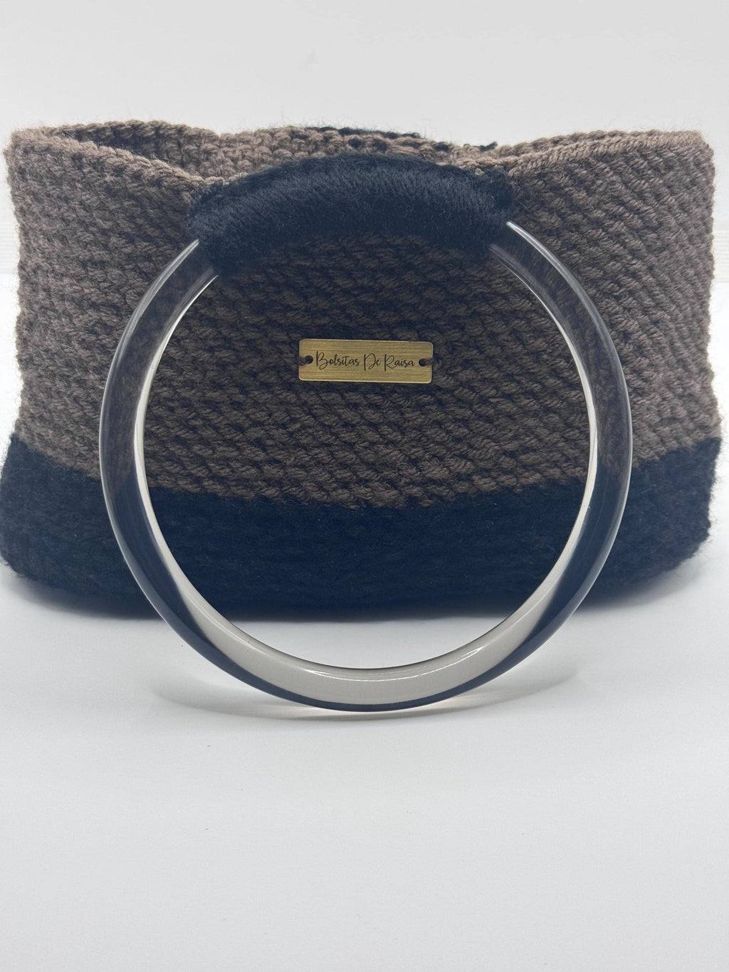 The Noa — Structured Minimalist Crochet Handbag with Clear Ring Handles