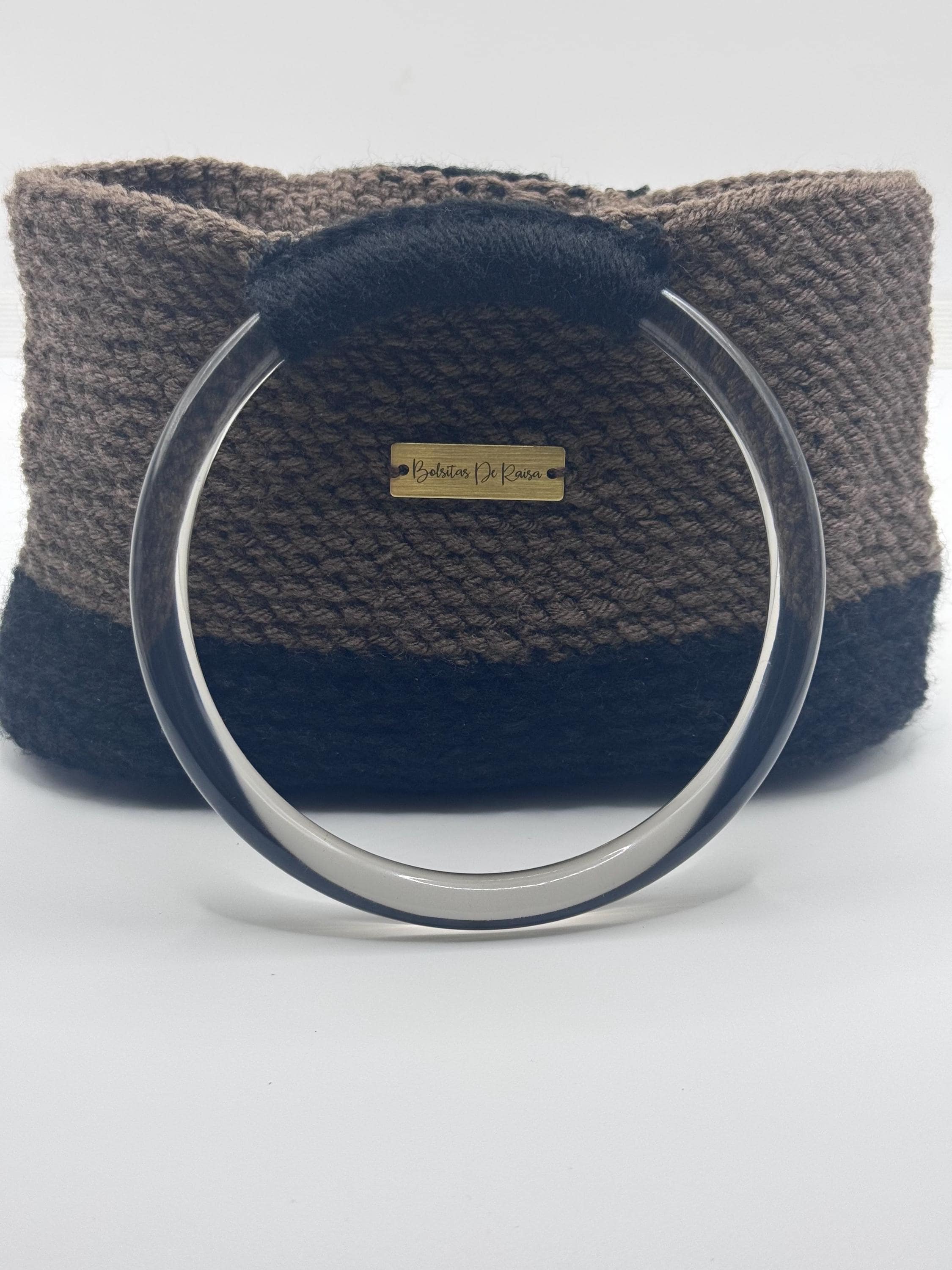 The Noa — Structured Minimalist Crochet Handbag with Clear Ring Handles