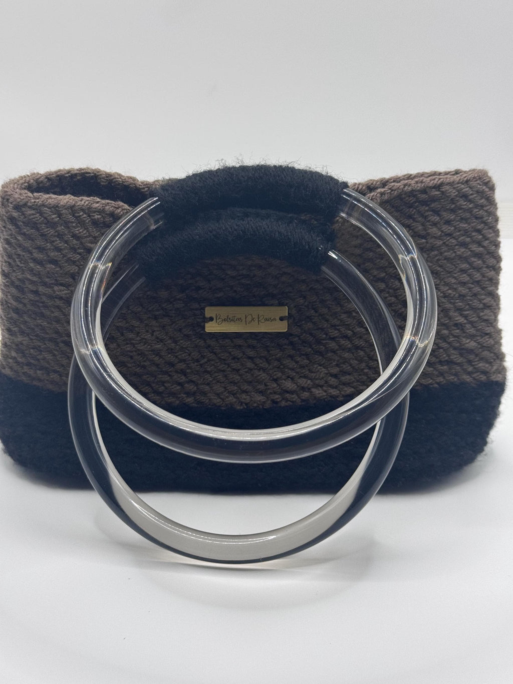 The Noa — Structured Minimalist Crochet Handbag with Clear Ring Handles