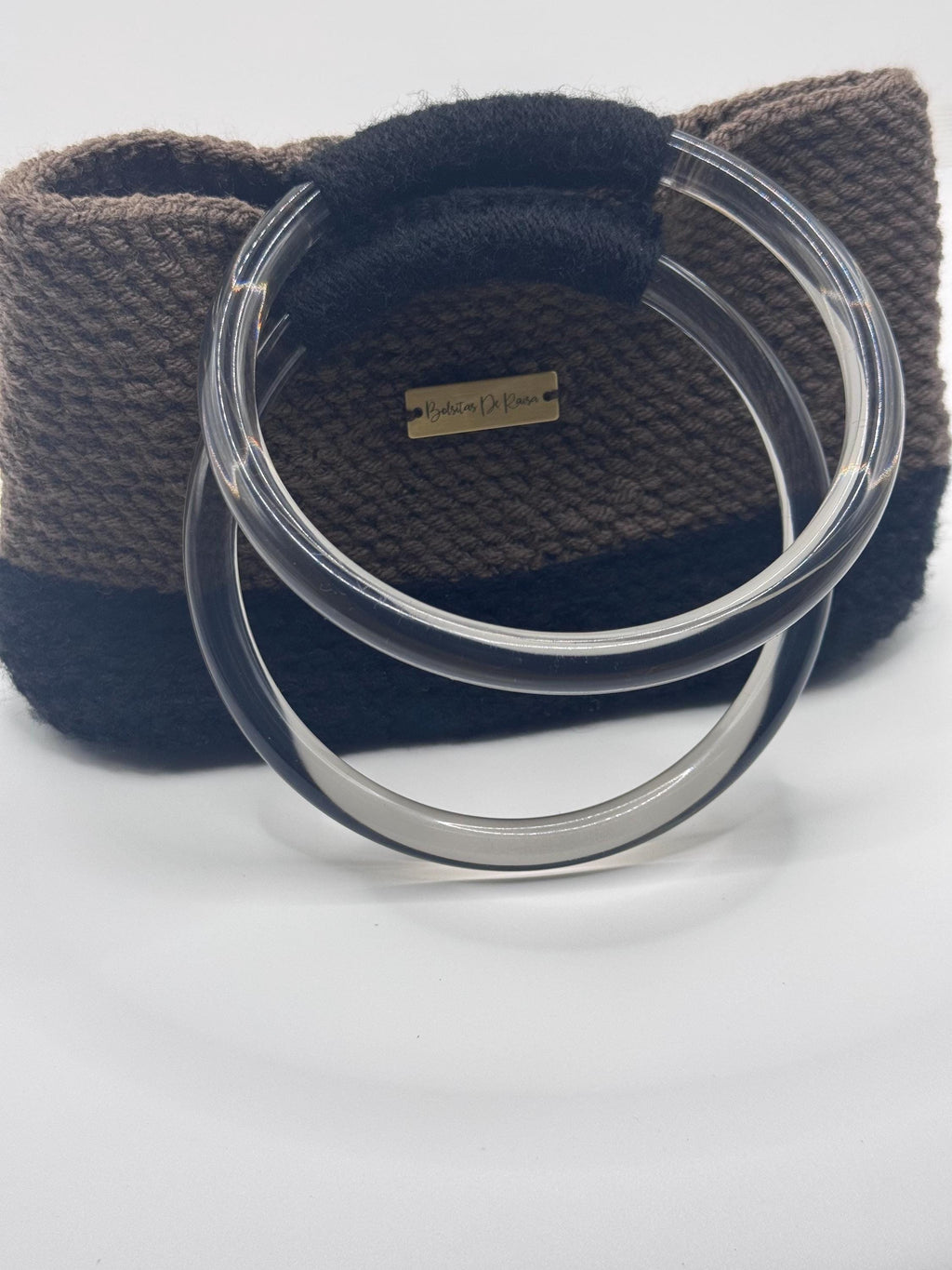 The Noa — Structured Minimalist Crochet Handbag with Clear Ring Handles