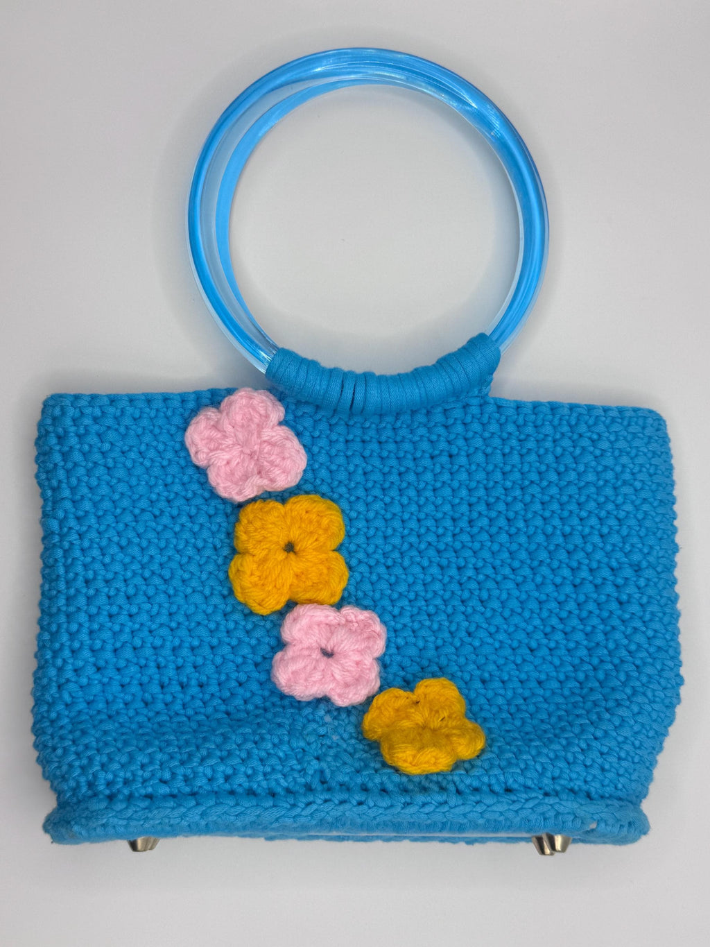 The Celeste — Structured Minimalist Crochet Handbag with Floral Detail
