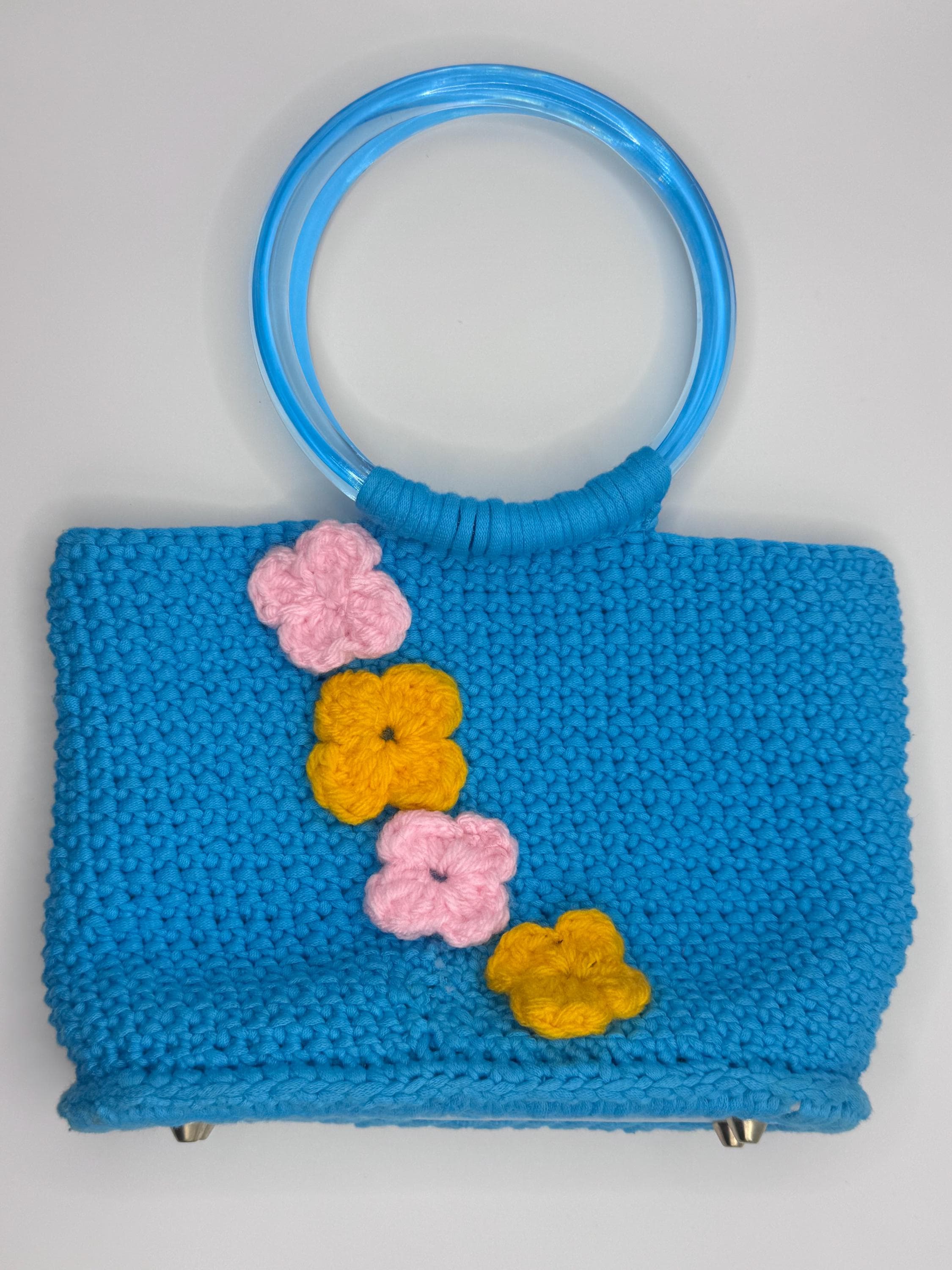 The Celeste — Structured Minimalist Crochet Handbag with Floral Detail