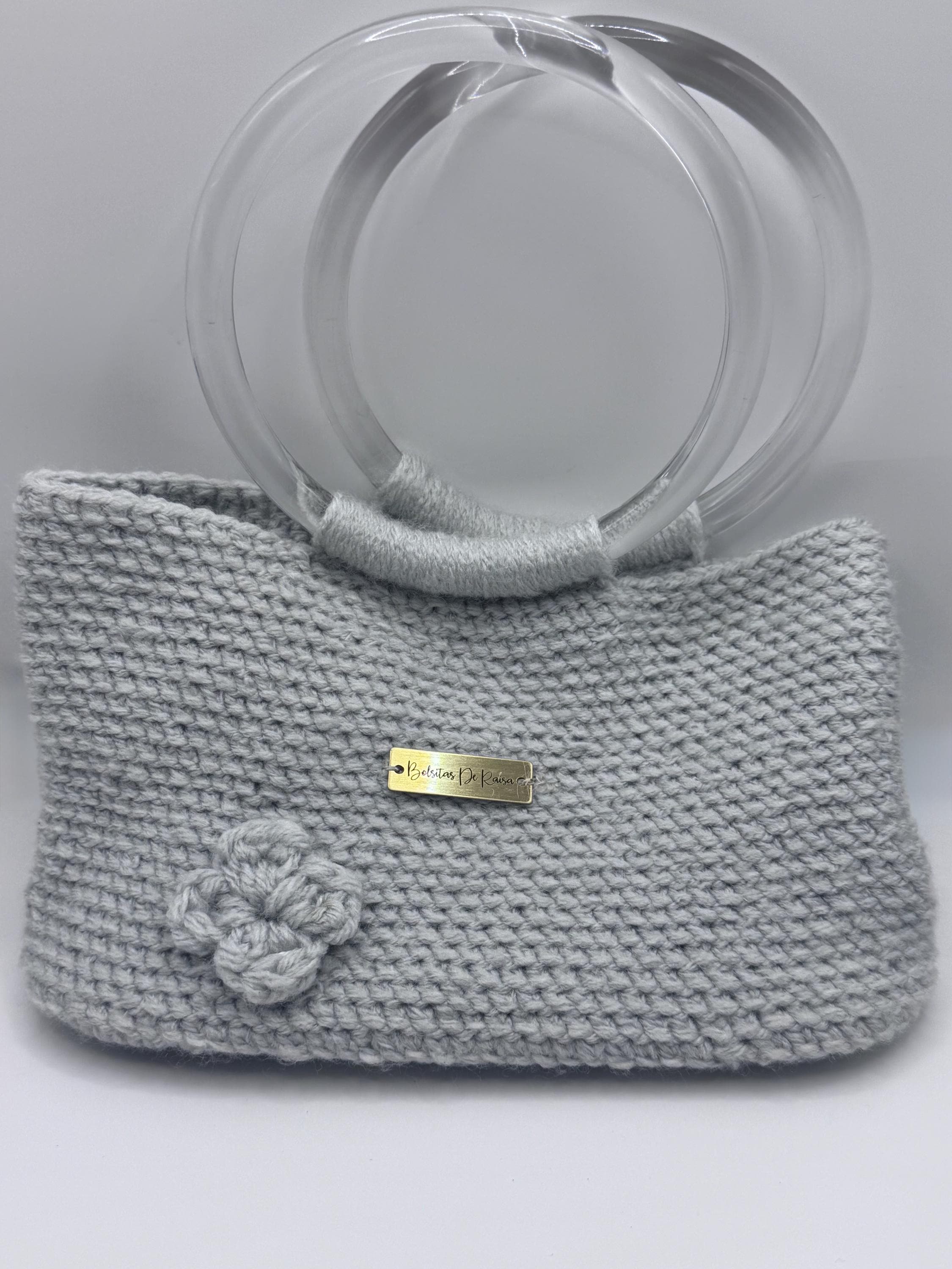 The Alina — Minimalist Ivory Crochet Handbag with Floral Accents