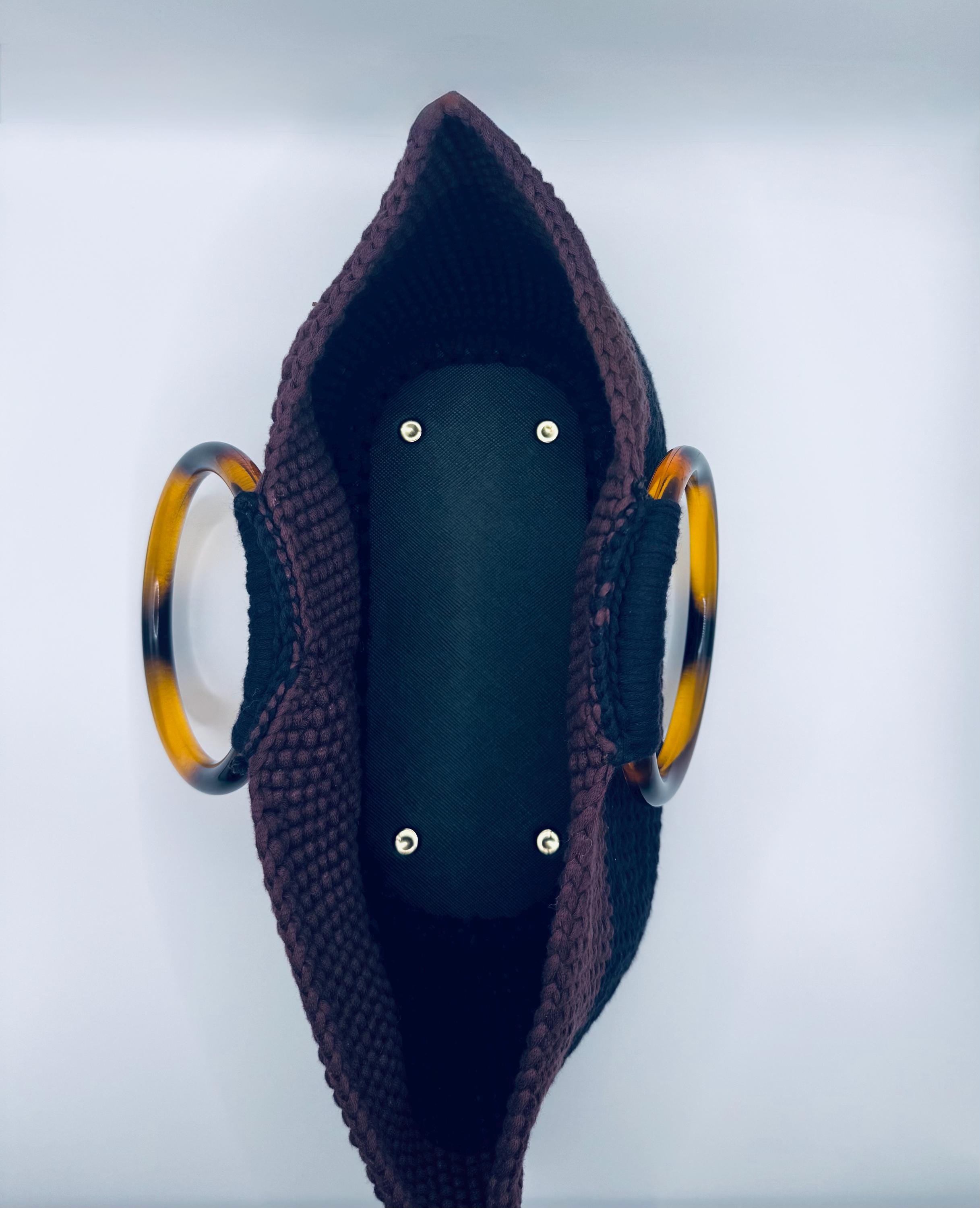 The Arlo — Structured Minimalist Crochet Handbag with Statement Ring Handles