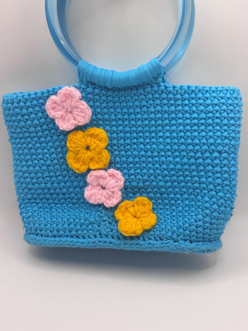 The Celeste — Structured Minimalist Crochet Handbag with Floral Detail