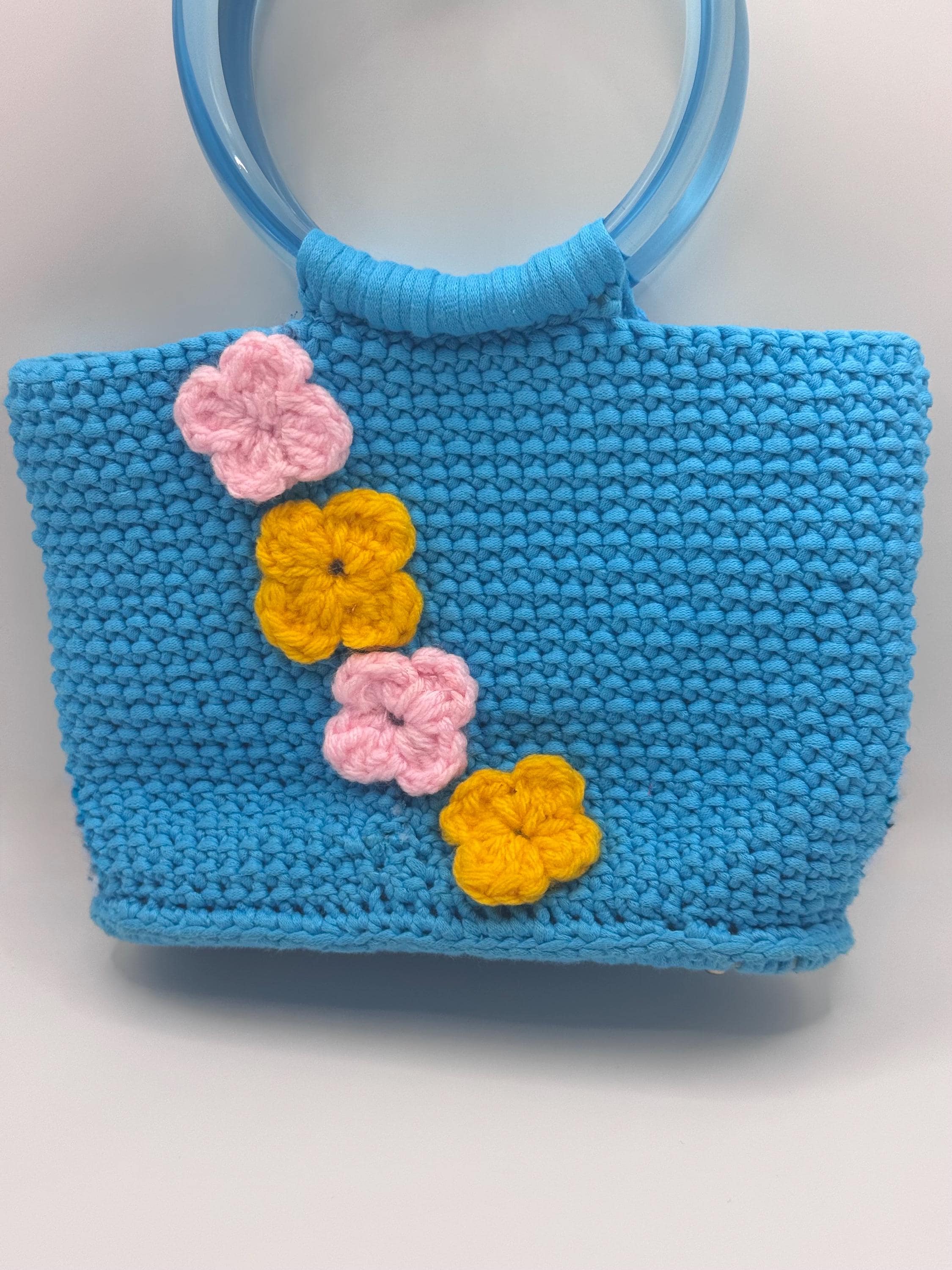 The Celeste — Structured Minimalist Crochet Handbag with Floral Detail