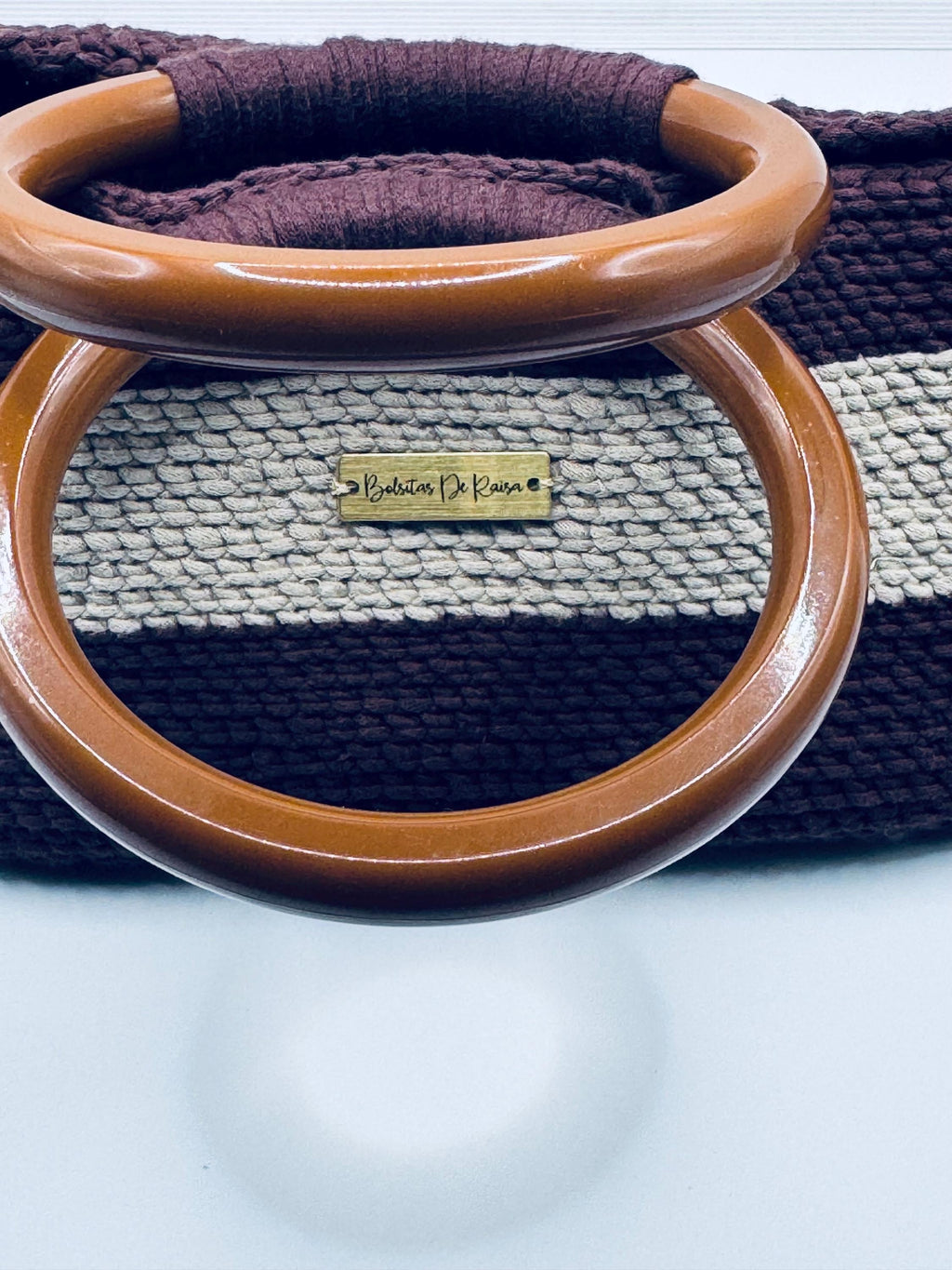 The Elara — Minimalist Crochet Ring Handle Handbag – Warm Neutral Two-Tone