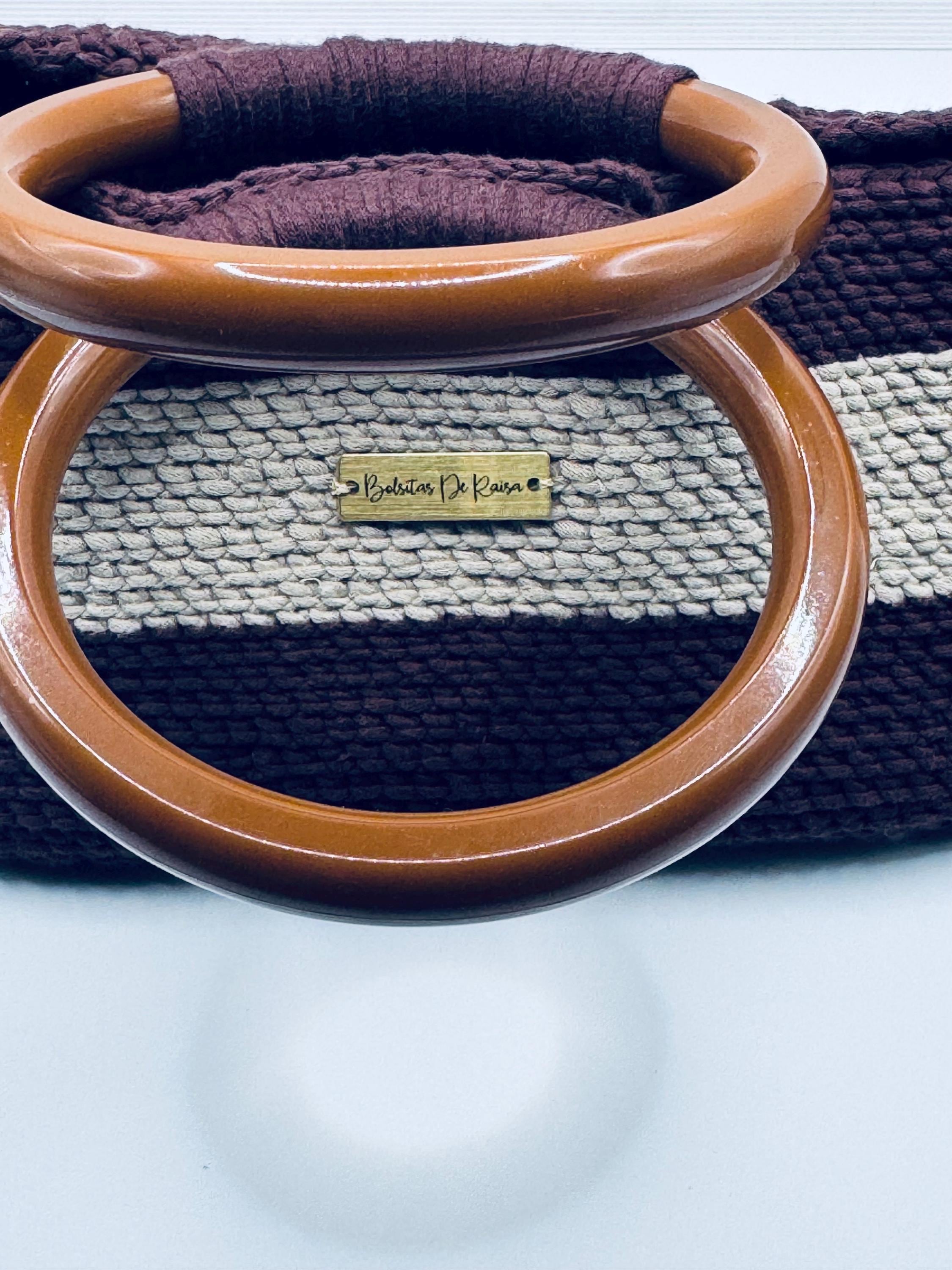 The Elara — Minimalist Crochet Ring Handle Handbag – Warm Neutral Two-Tone