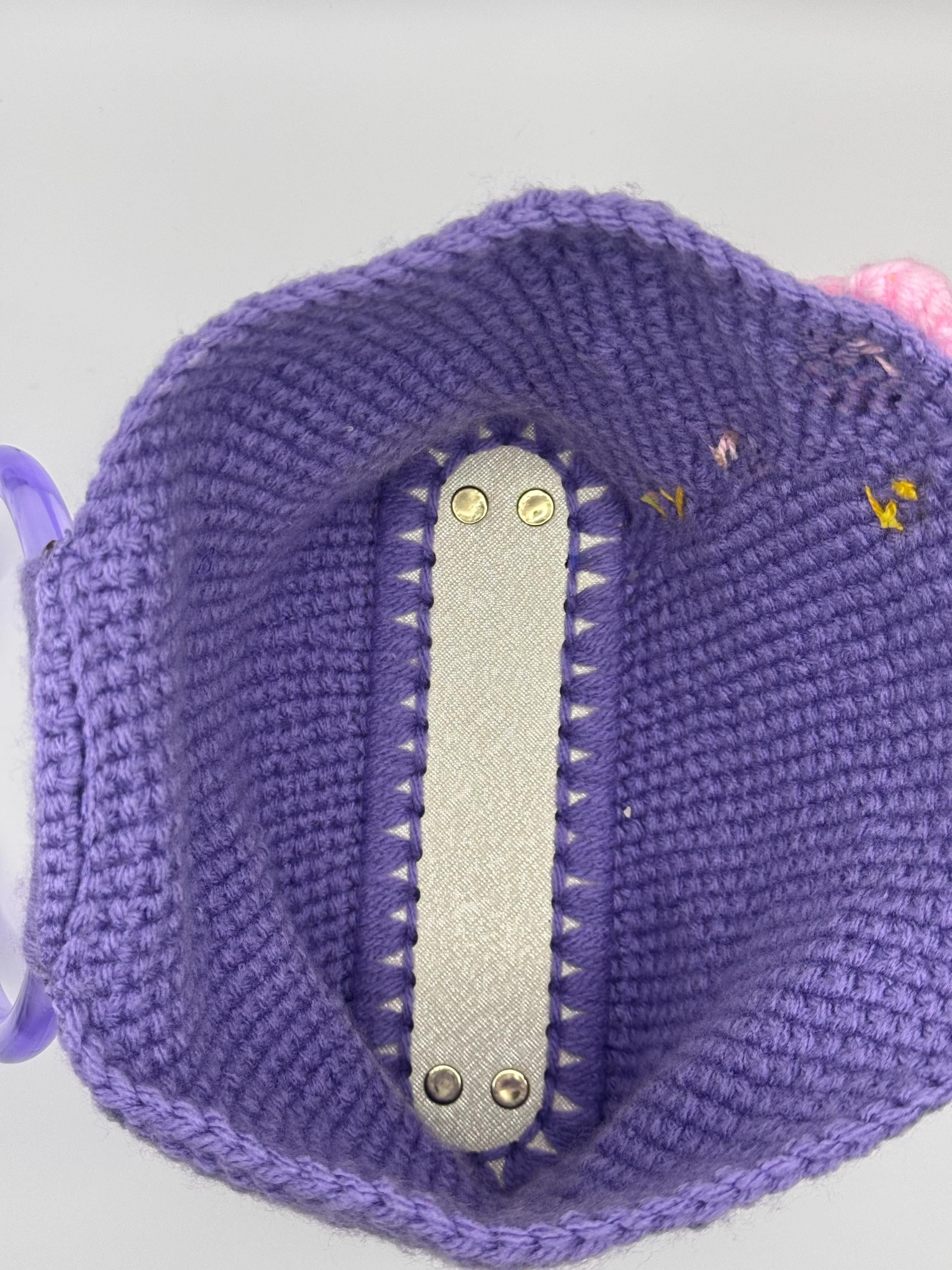 The Amara — Minimalist Crochet Ring Handle Handbag with Floral Texture