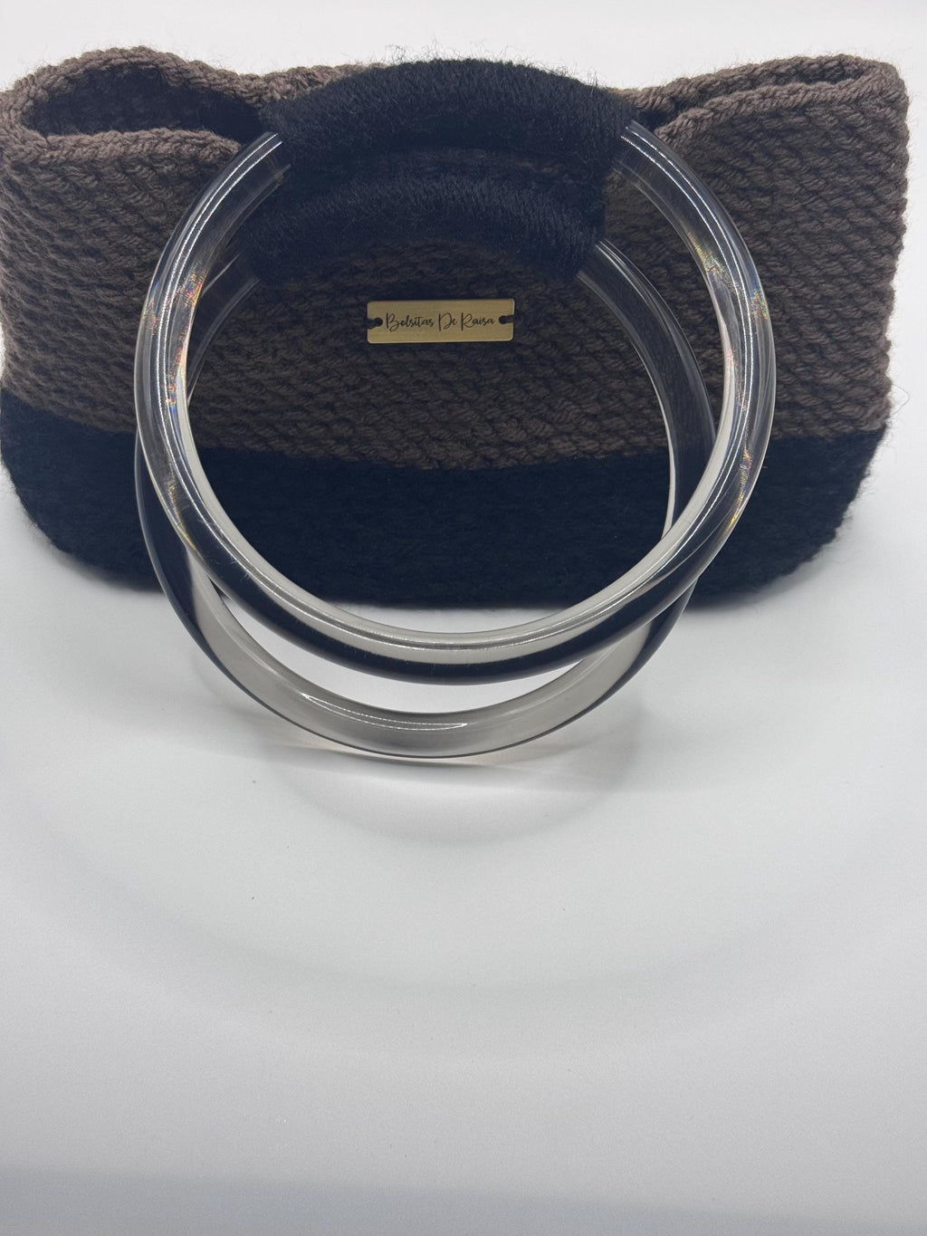 The Noa — Structured Minimalist Crochet Handbag with Clear Ring Handles