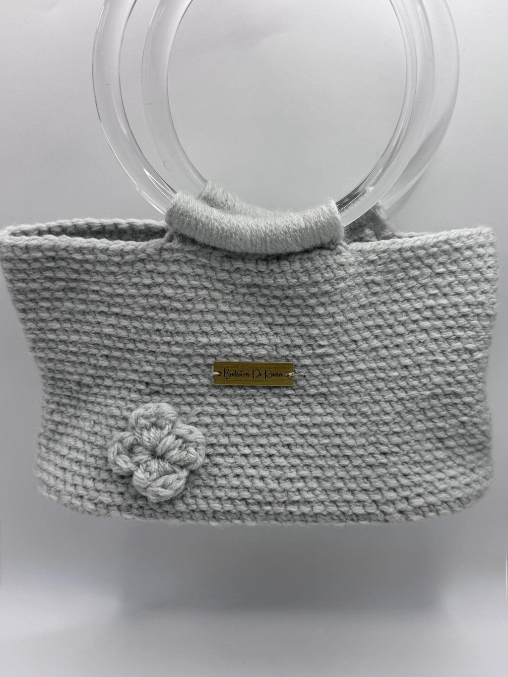 The Alina — Minimalist Ivory Crochet Handbag with Floral Accents