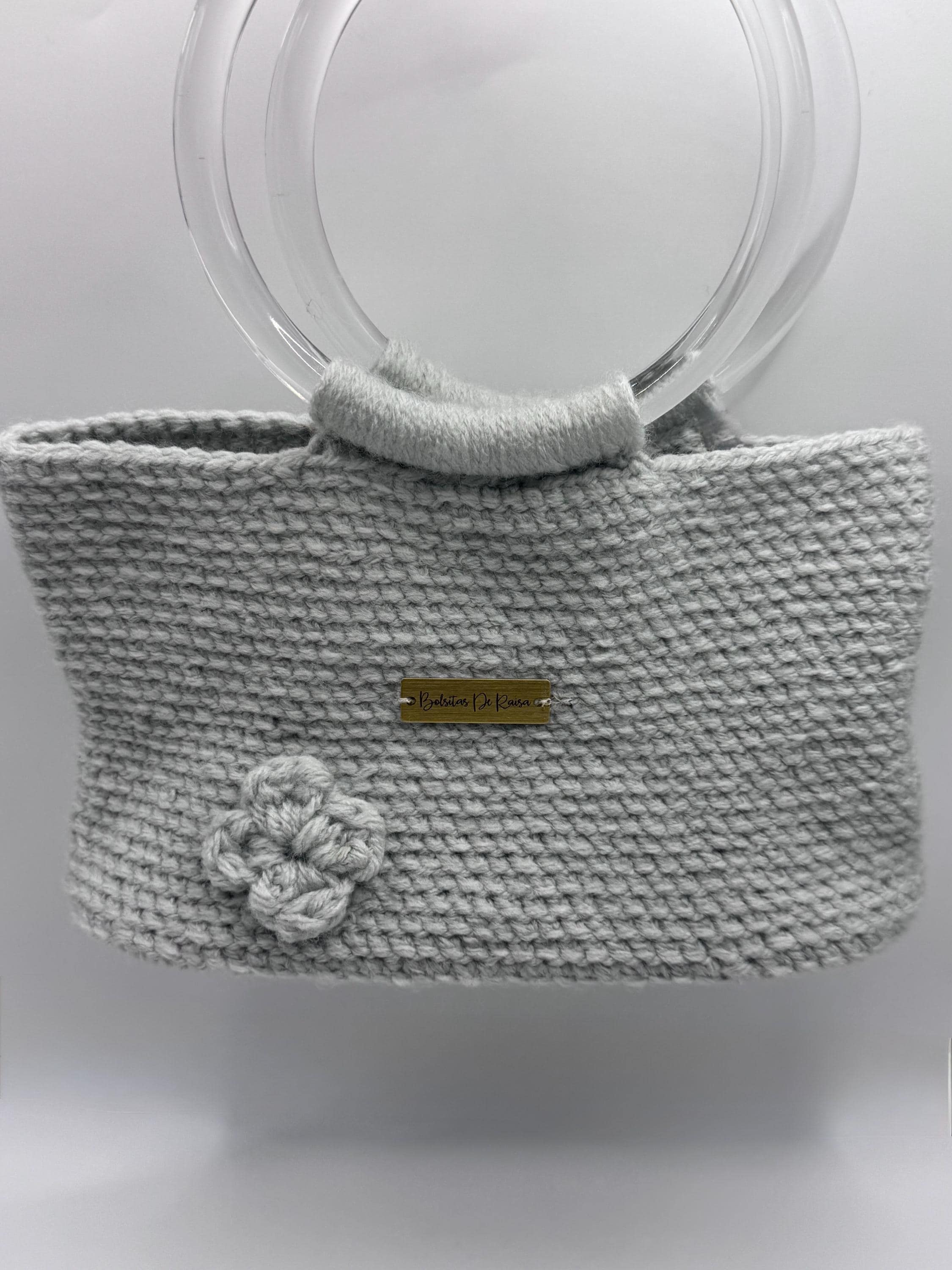 The Alina — Minimalist Ivory Crochet Handbag with Floral Accents