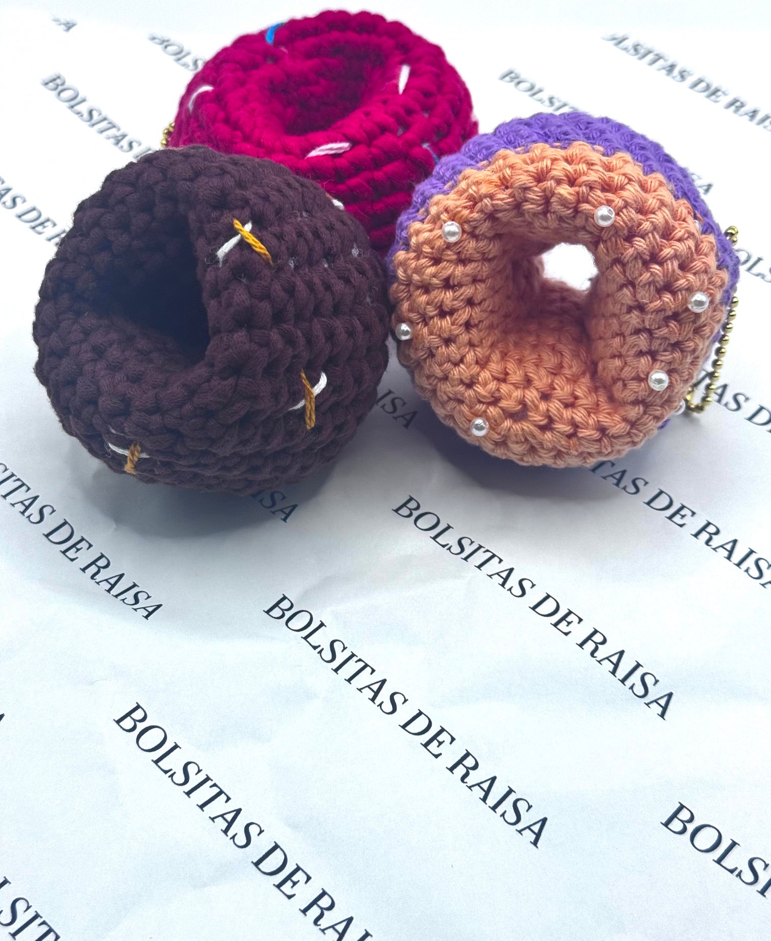 Handmade Crocheted Donut Charm | Kawaii Food Accessory, Bag Keychain Gift