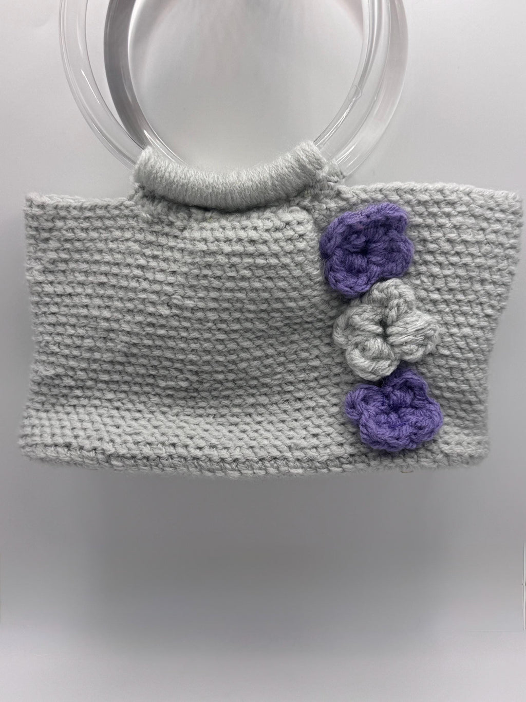 The Alina — Minimalist Ivory Crochet Handbag with Floral Accents