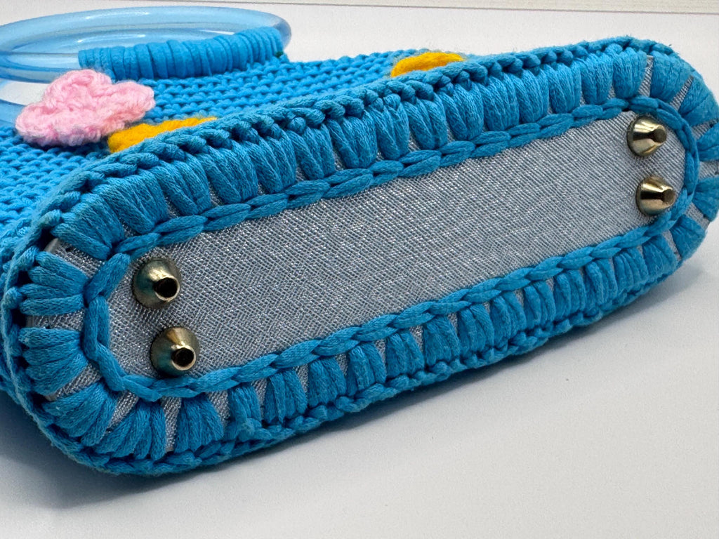 The Celeste — Structured Minimalist Crochet Handbag with Floral Detail
