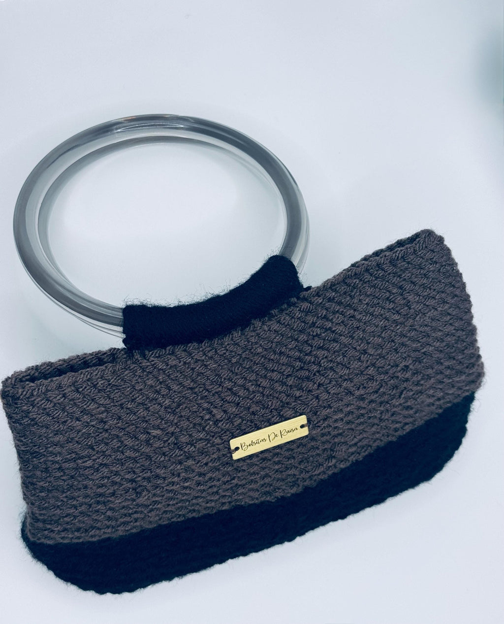 The Noa — Structured Minimalist Crochet Handbag with Clear Ring Handles