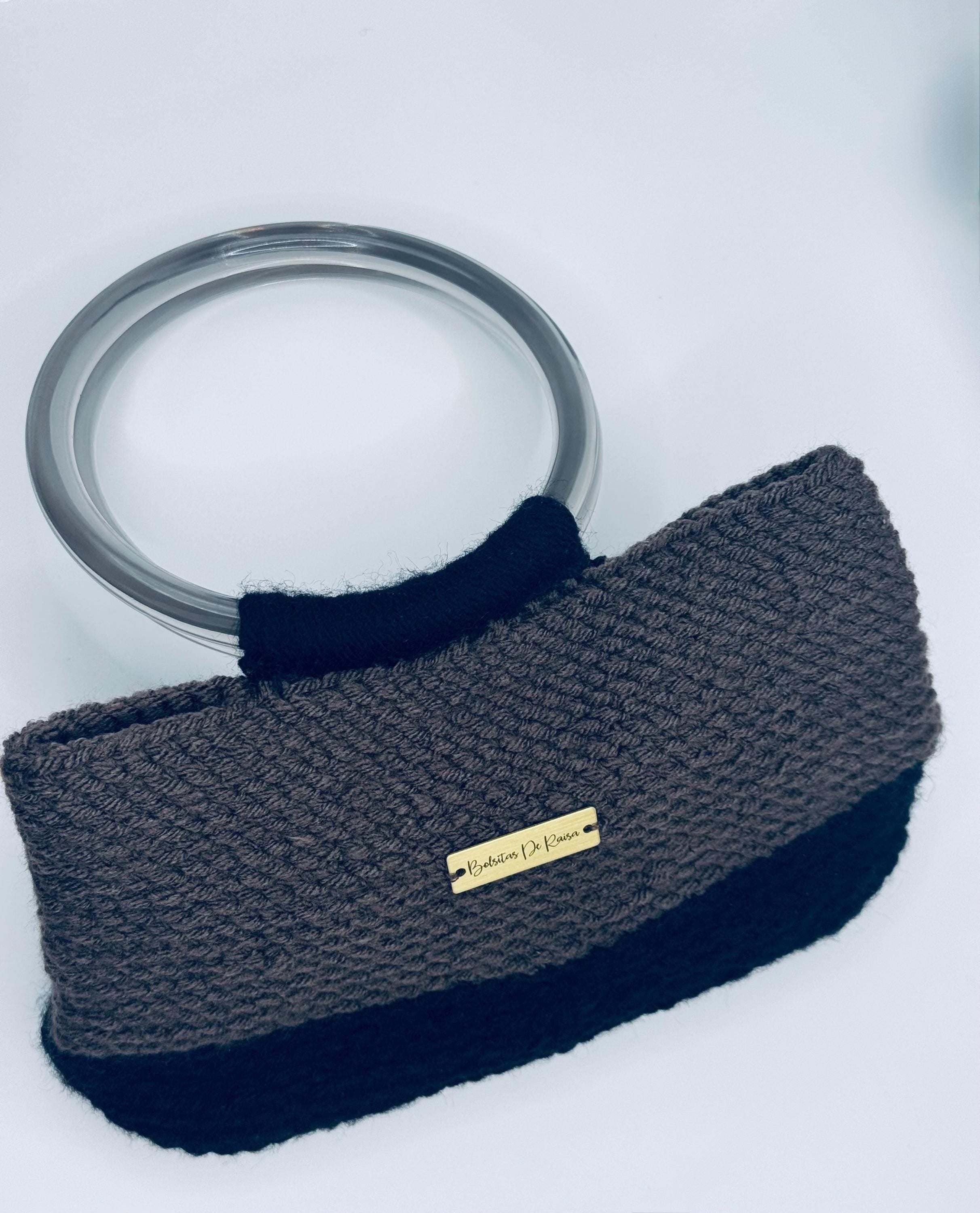 The Noa — Structured Minimalist Crochet Handbag with Clear Ring Handles