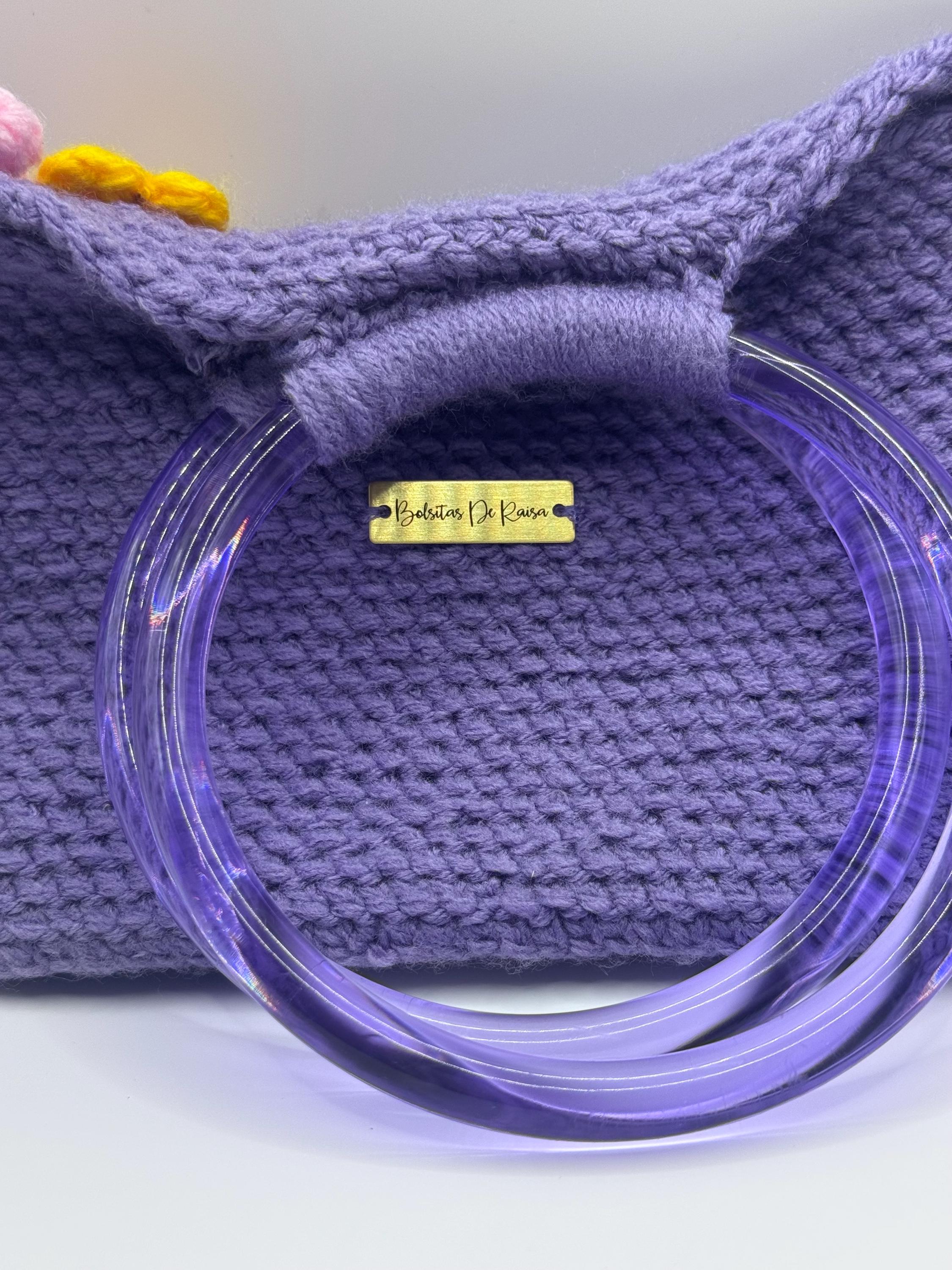 The Amara — Minimalist Crochet Ring Handle Handbag with Floral Texture