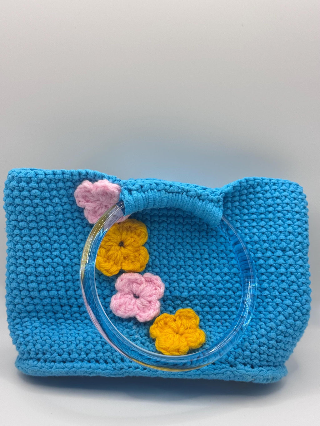 The Celeste — Structured Minimalist Crochet Handbag with Floral Detail