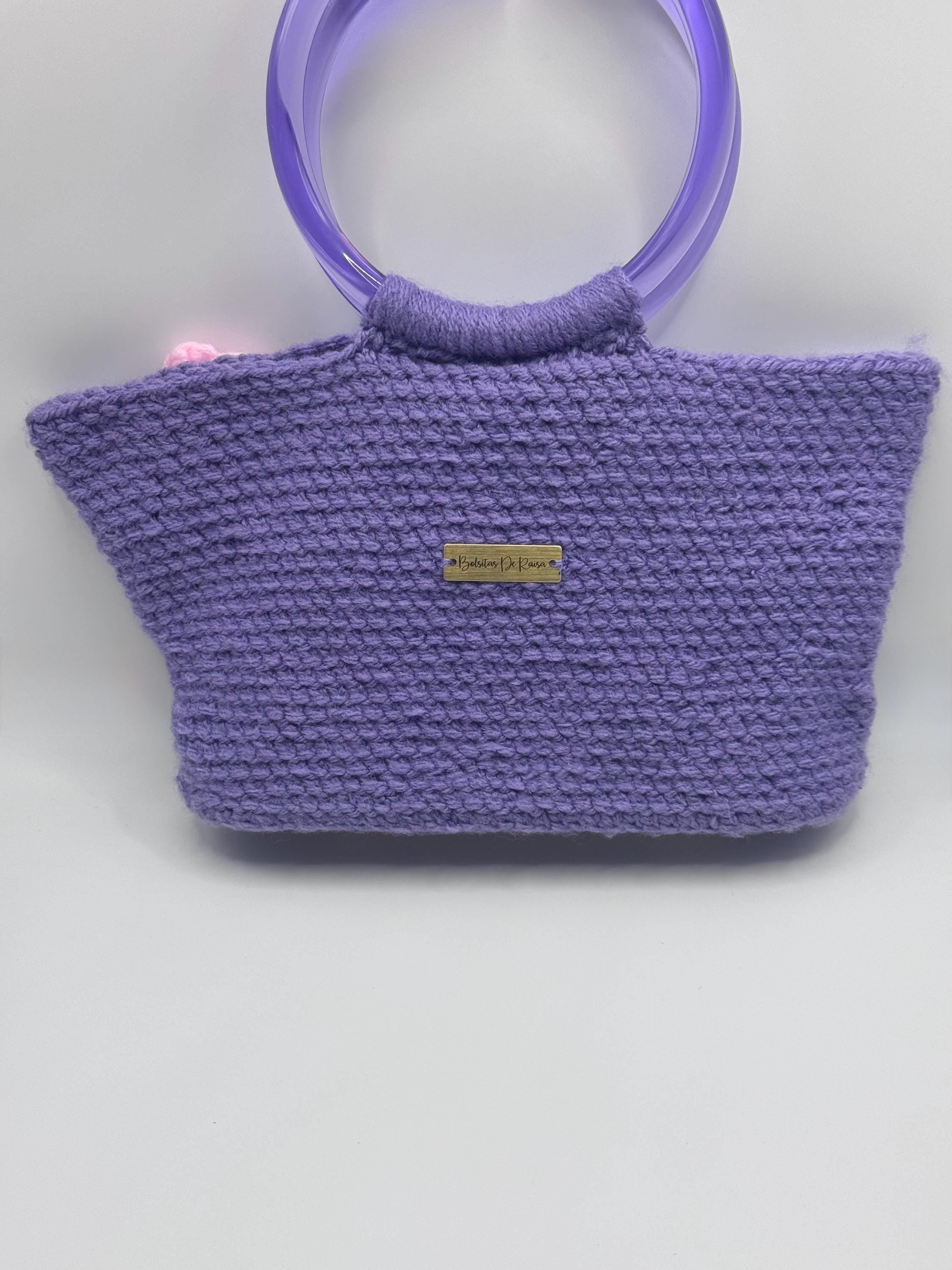 The Amara — Minimalist Crochet Ring Handle Handbag with Floral Texture