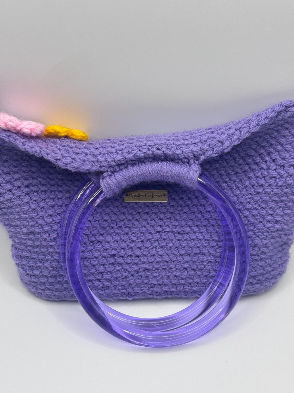 The Amara — Minimalist Crochet Ring Handle Handbag with Floral Texture