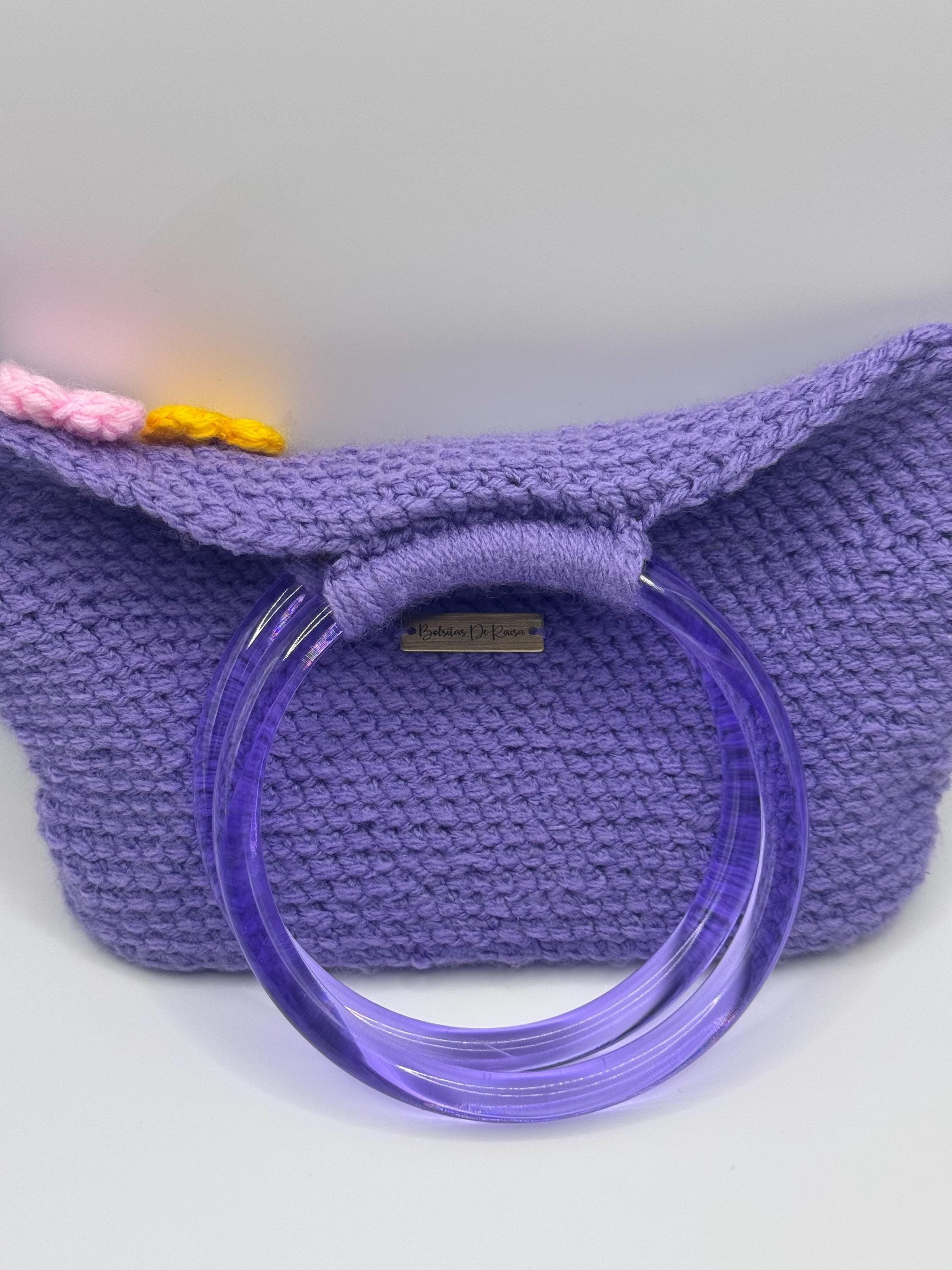 The Amara — Minimalist Crochet Ring Handle Handbag with Floral Texture