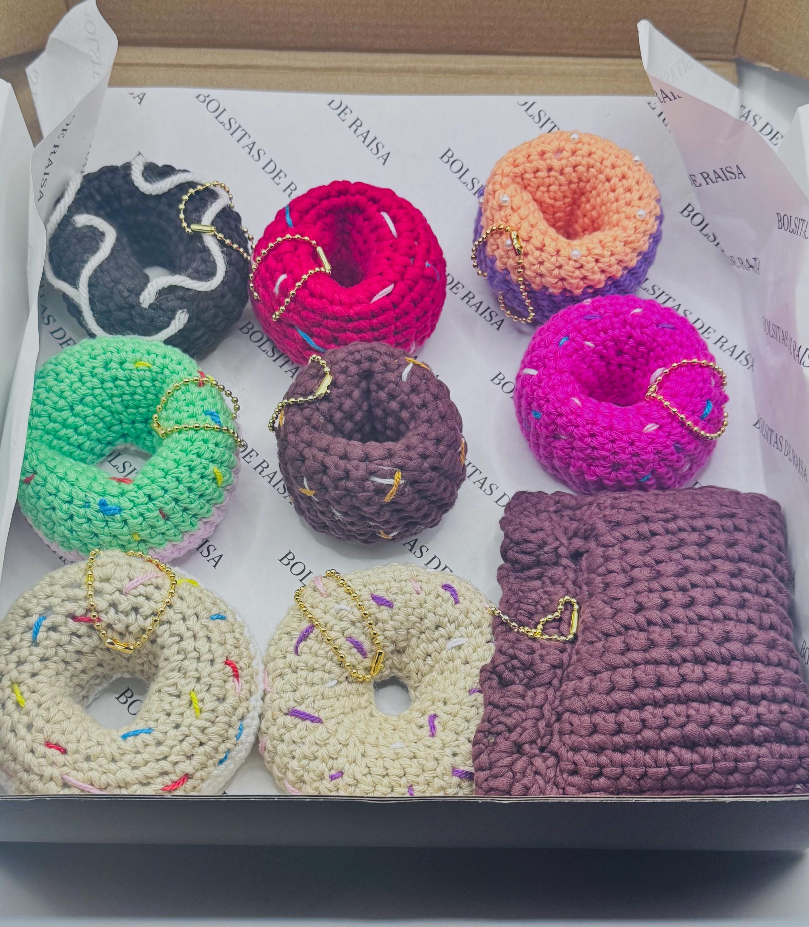Handmade Crocheted Donut Charm | Kawaii Food Accessory, Bag Keychain Gift