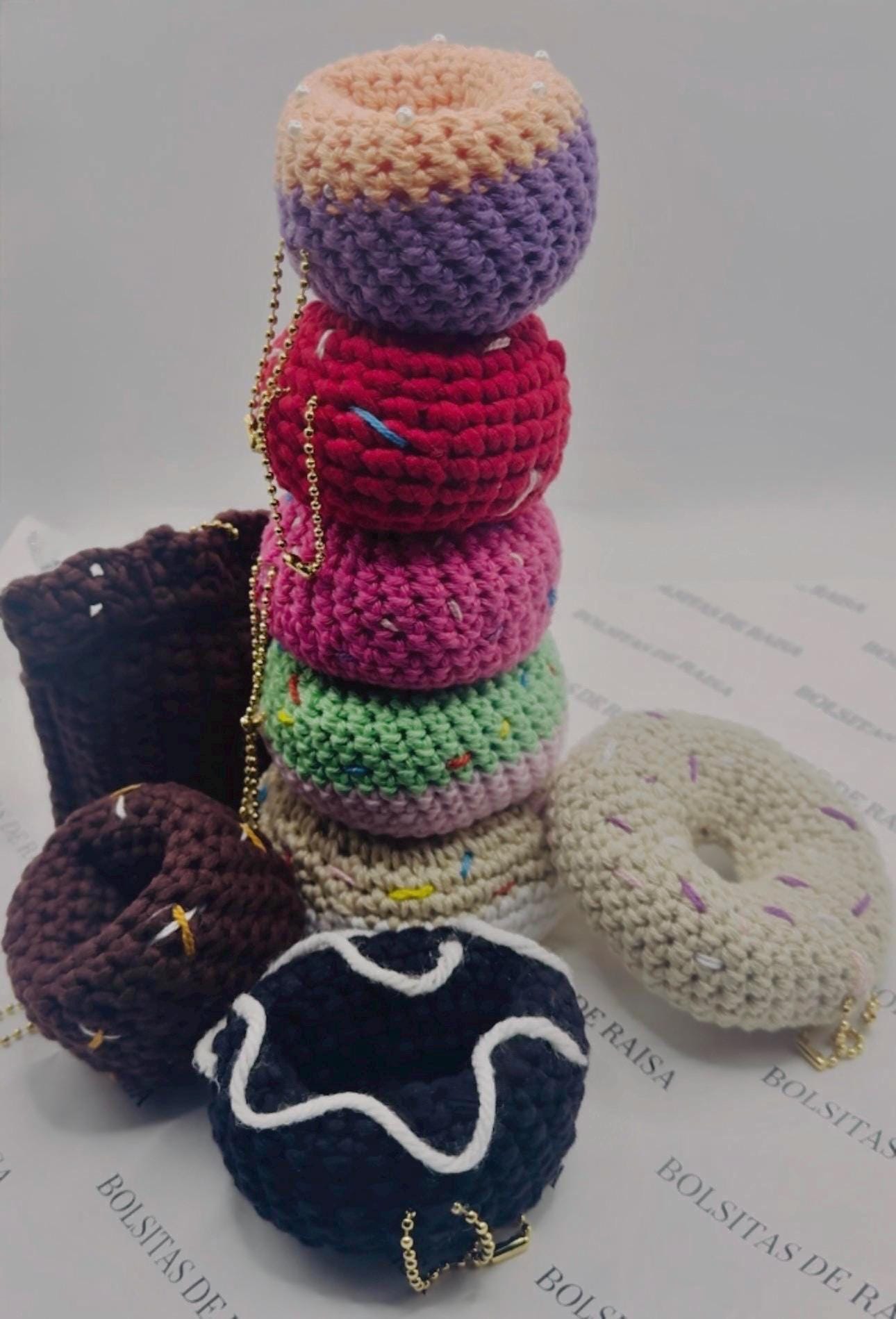 Handmade Crocheted Donut Charm | Kawaii Food Accessory, Bag Keychain Gift