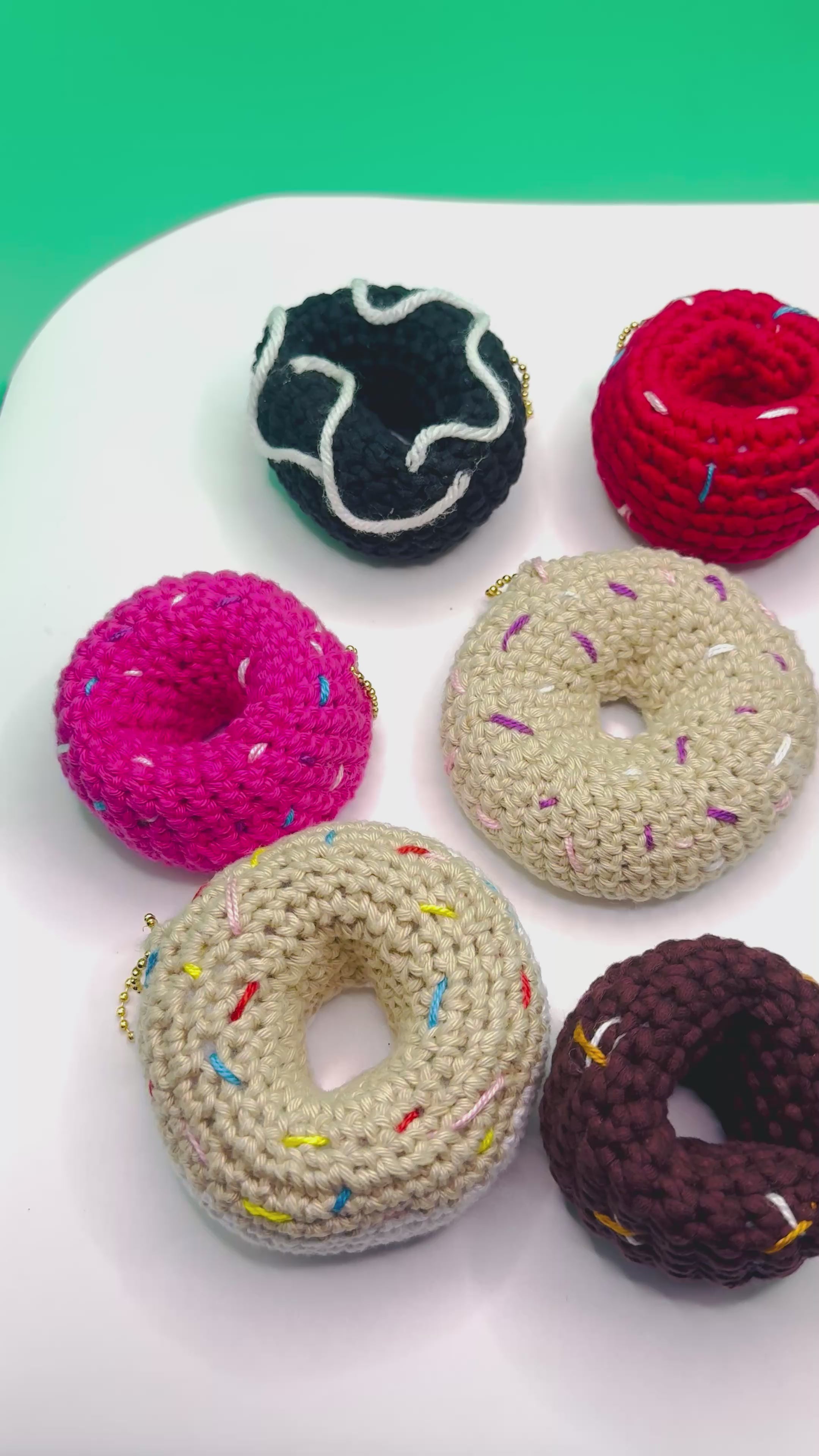 Handmade Crocheted Donut Charm | Kawaii Food Accessory, Bag Keychain Gift